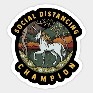 Social Distancing Champion - Unicorn - Funny Sticker